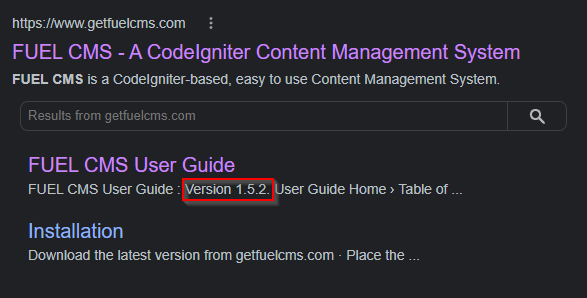 FuelCMS Version