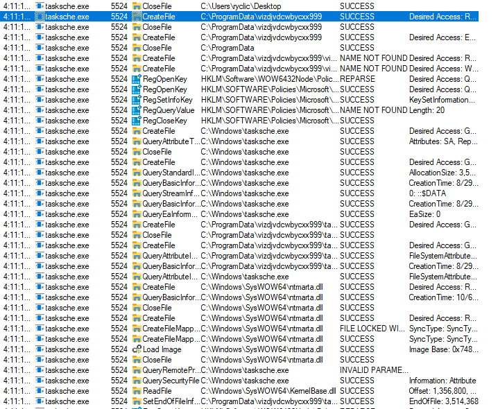 New files created by tasksche.exe